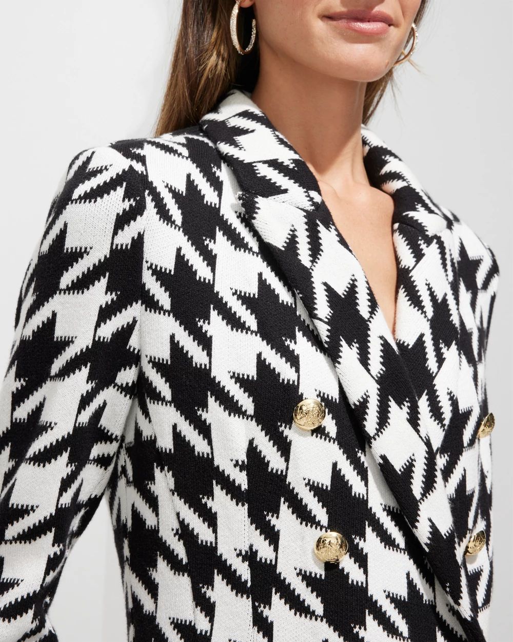 Outlet WHBM Houndstooth Sweater Jacket White House Black Market